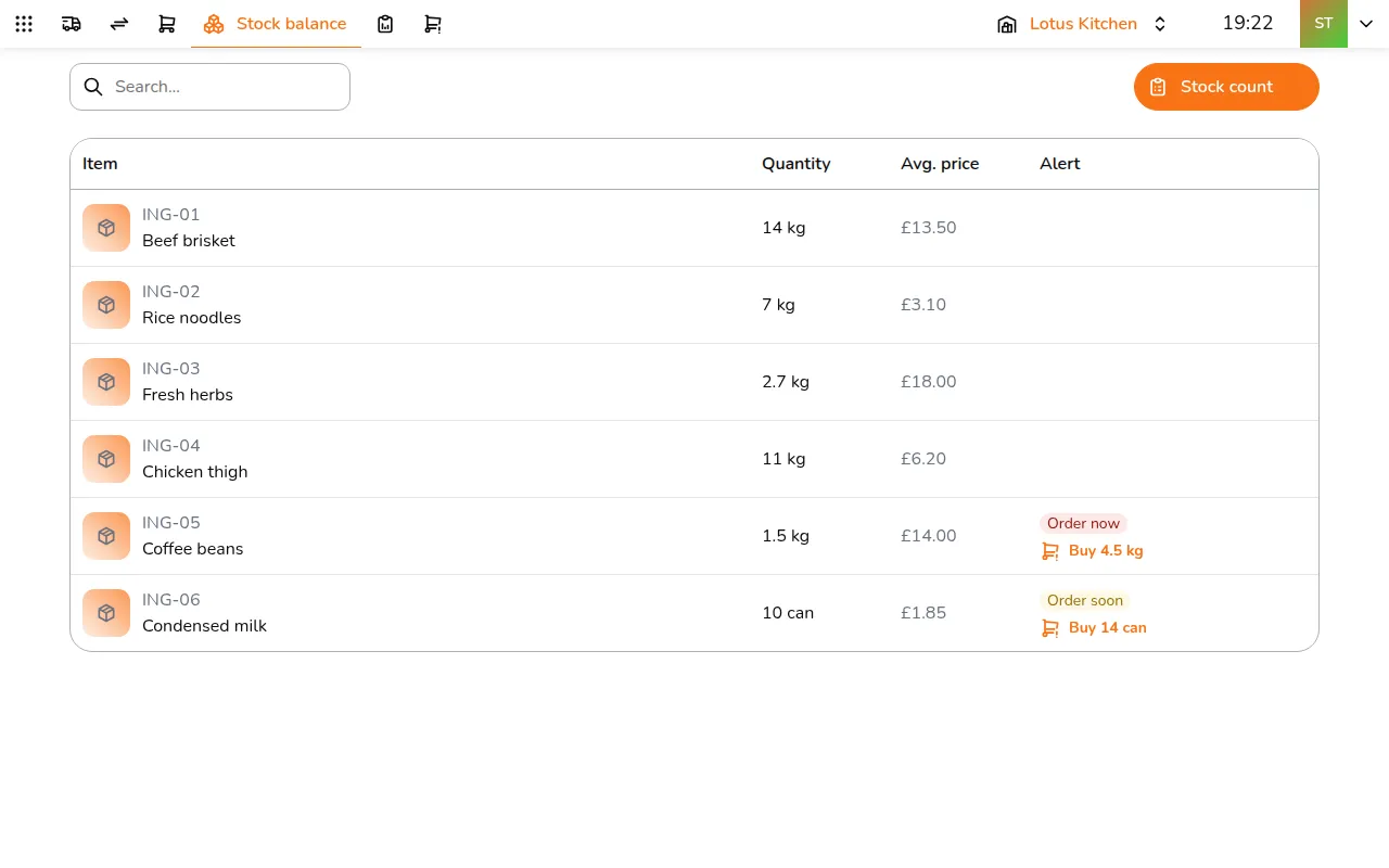 Go to All apps > Inventory & Purchasing > Stock movements and tap Scan invoices