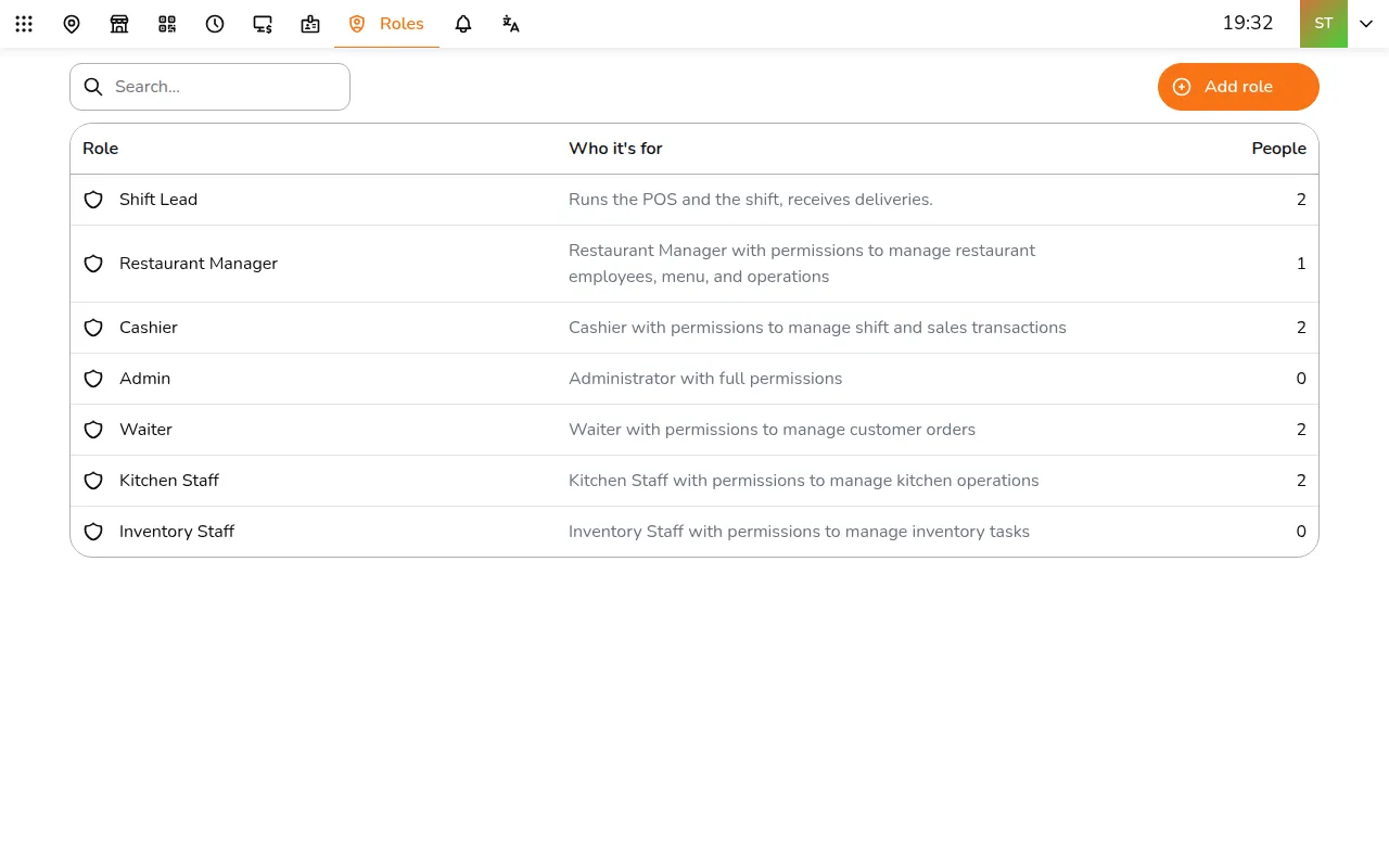 Tap Add role, or tap a role to change it. Copy from starts a new role from an existing one